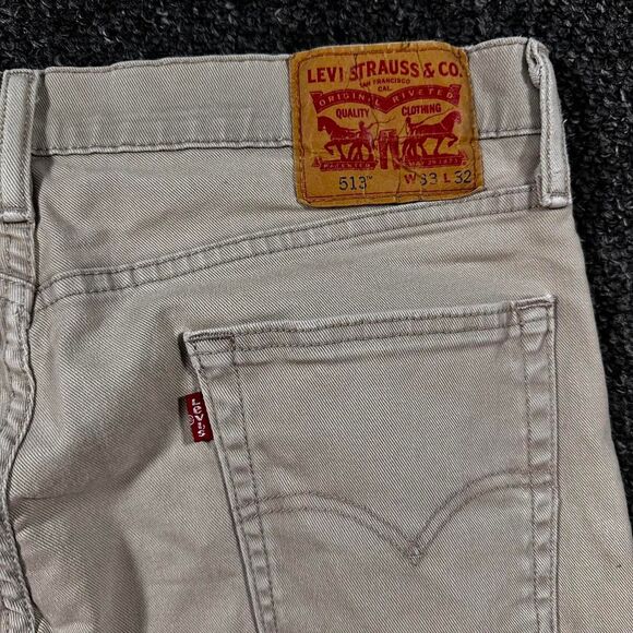 Levi's 513 Chino Men’s W33 L32 Beige Cotton Slim Straight Casual Workwear - Picture 5 of 6